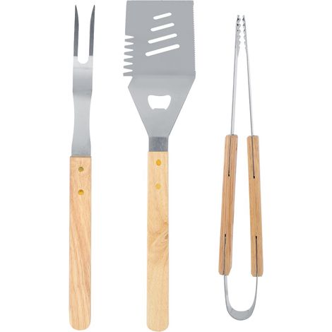 Ensemble Barbecue Acier Inoxydable - Spatule Pince Fourchette - Pour Cuisson Extérieure Jardin - Lot De 3 Pièces (1/5)