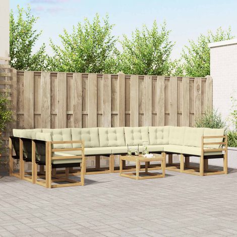 Teenpull – Outdoor-Sofagarnitur 11 Stk. Weiß und Creme (1/5)