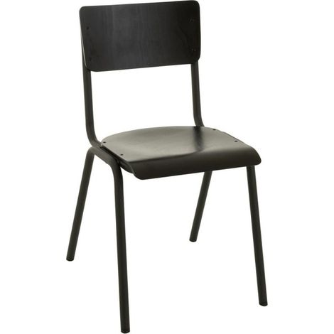 Chaise Vintage en Bois "Mauricio" 82cm Noir (1/5)