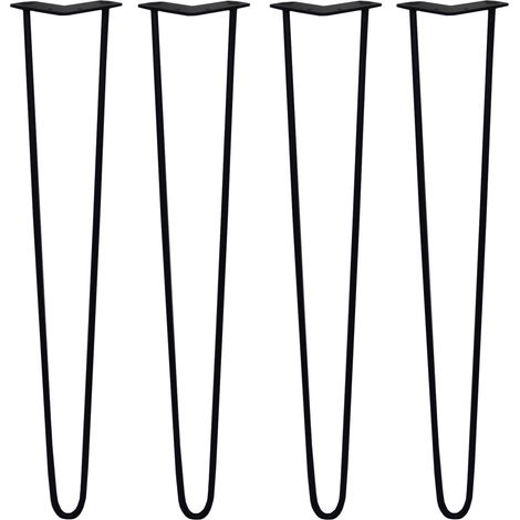 SKISKI LEGS - 4 Pieds de Table en Épingle à Cheveux 71cm 2 Tiges en Acier Noir Épaisseur 10mm