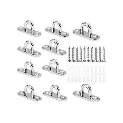 10 Pcs M5 Crochets de Plafond en Forme U Acier Inoxydable 304 Base 15 x 45mm Support Mural Plaques Oeil pour Fixer Les Cordons sur Bateau Yoga ou Sus (1/5)