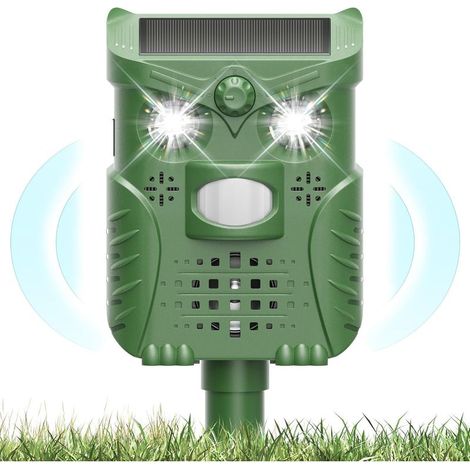 Répulsif Chat Ultrason, Repulsif Chat Solaire, Ultrason Extérieur Puissant et Étanche avec Capteur, Fréquence Réglable pour Repousser Les Chats errants, Pigeons, Cerfs et Autres Animaux