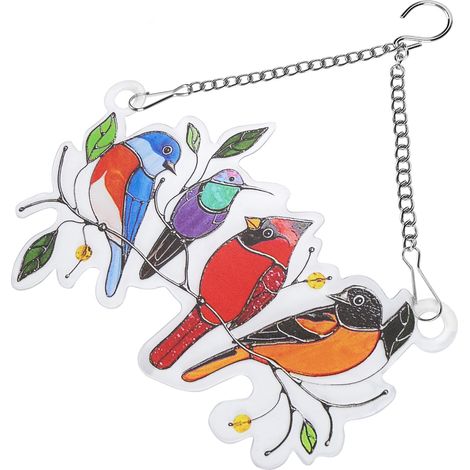 Décorations de fenêtre multicolores en forme d'oiseaux, à suspendre aux fenêtres et aux portes.