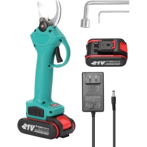 Sécateur électrique sans fil 21 V Efficace arbre fruitier bonsaï élagage Branches coupe outil d\'aménagement paysagerbleuUS (1/4)