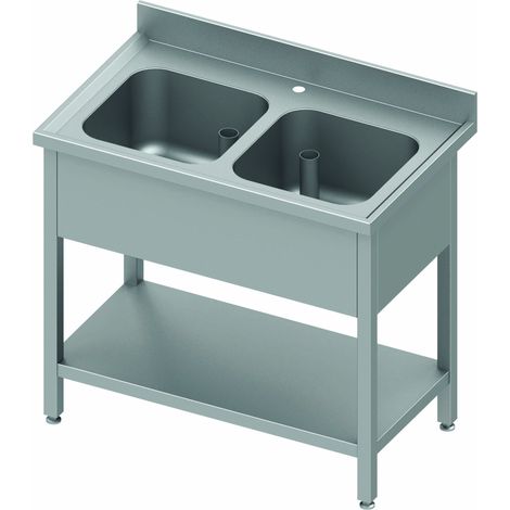 Plonge Inox 1 ou 2 Bacs Avec Etagère - Sans Egouttoir - Gamme 600 - Stalgast