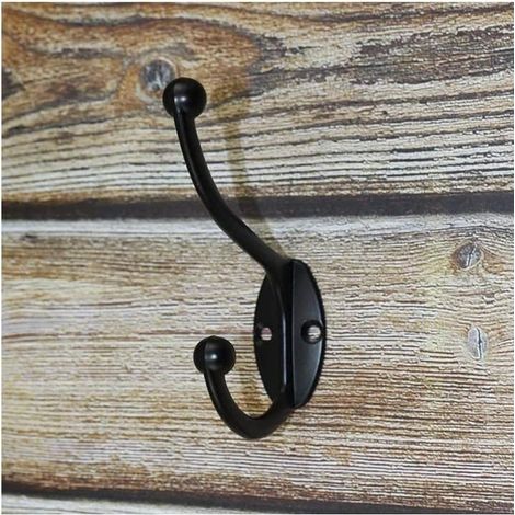 Lot de 10, Crochet de Manteau Rétro Patère Porte Mural Vintage métal Salle de Bain Cuisine(noir), Surface qui se nettoie sans produit particulier, Repérez l'emplacement en vérifiant la nature du mur (1/5)