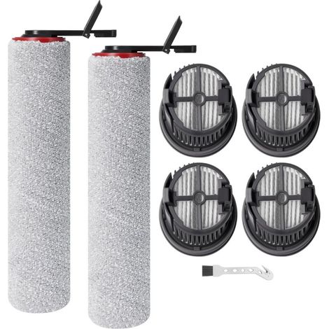 Lot de 2 rouleaux de brosse de rechange pour aspirateur sec et humide Mova M50 Ultra/X4 Pro/X4 Plus, 2 rouleaux de brosse, 4 filtres à sec, 1 brosse de nettoyage (1/5)