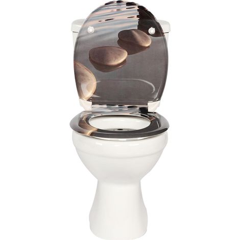 Abattant de toilette rond en urée-formaldéhyde, couvercle de toilette durable à fermeture douce et à dégagement rapide pour toilettes rondes standard (1/5)