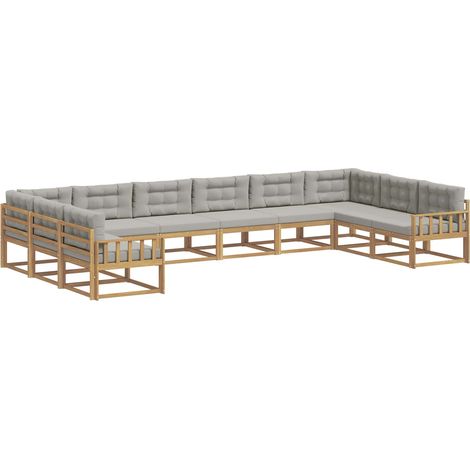 Outdoor-Sofagarnitur 10 stk. 10-Sitzer Weiß und Hellgrau vidaXL (1/5)