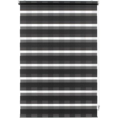 EasyFix Doppelrollo karo anthr mit Montageschiene, 75x150 cm
