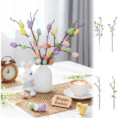 Brindille De Œufs De Pâques - Branches En Mousse Avec Œufs Colorés - Décoration De Pâques Pour Intérieur Et Extérieur - 1 Pièce (1/5)