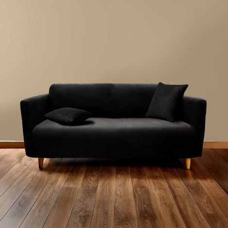 Housse de Canapé en Tissu Gaufré "Sacha" 230cm Noir