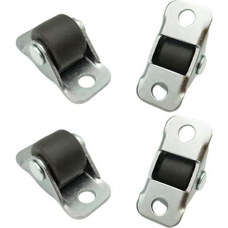 4 Pièces Petites Roulettes en Caoutchouc avec Plaque Supérieure en Acier, Plaque Métallique Fixe, Roulettes en Caoutchouc à Profil Bas pour Petits Appareils, Meubles, Projets DIY (1/5)