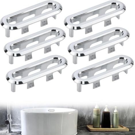 Lot de 6 Anneaux de Débordement d’Évier pour Trou Rectangle, Bouchons de Trop-Plein et Garnitures, Pratiques pour Éviter les Débordements et S'Adapter à Différents Lavabos (1/5)
