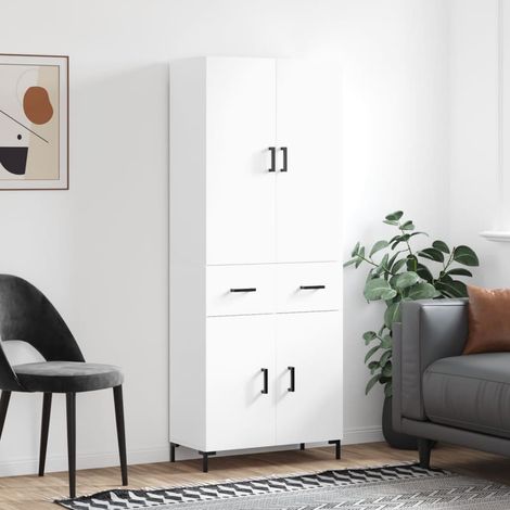Buffet haut,Buffet de salon,Commode Meuble de rangement,Style Industriel Blanc 69,5x34x180 cm Bois d'ingénierie VNWE314731 (1/5)