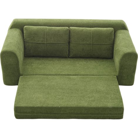 Divano letto 2 in 1 convertibile in tessuto verde Army Green con braccioli MODENUIT (1/5)