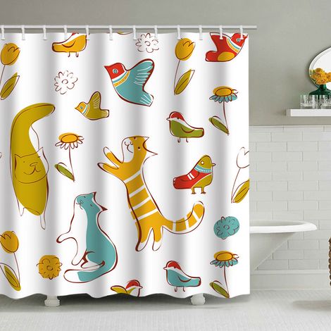 150 x 180 cm Duschvorhang mit lustigem Tiermuster, wasserdicht, inklusive 12 Haken, geeignet für Erwachsene und Kinder, Badezimmerdekorationsaccessoire.
