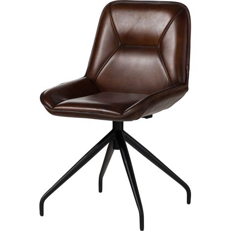 Stuhl Echtleder 49x56x83 braun IRON LABEL 108