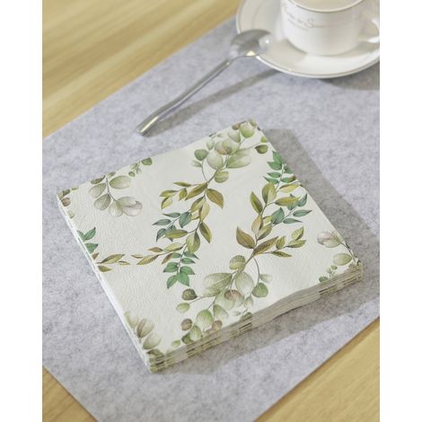 Eglo Servietten Bunte Blätter Mahuli weiß/grün 16,5 x 16,5 cm - 20er Pack Servietten (1/2)