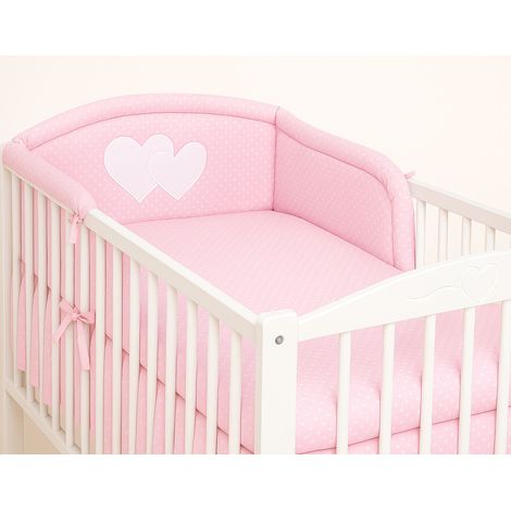Paracolpi universale per lettino, per sponde - Cuoricini e pois rosa (1/4)