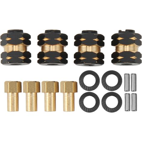 4PCS Adaptateur en Laiton pour Essieu RC, Extension Hex Hub Compatible Axial SCX24 AXI90081 AXI00001 1/24 (1/5)