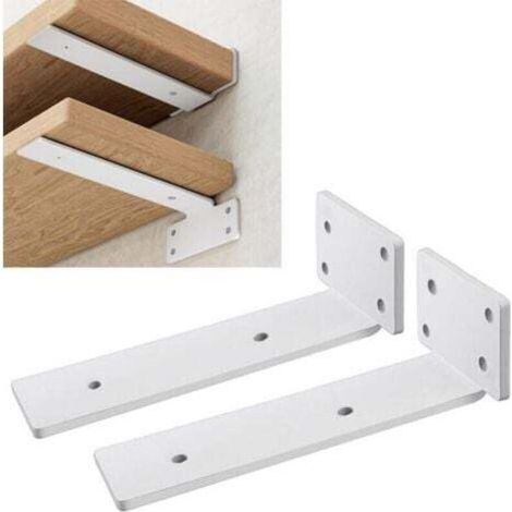 Set of 2 heavy-duty wall-mounted shelf brackets with a robust 75kg load capacity, T-shaped hanging installation, wall bracket (white, 15cm)