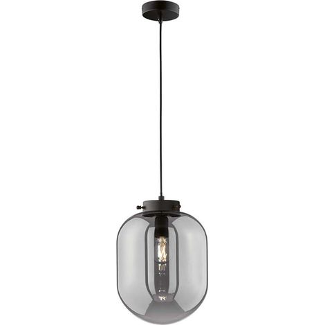 Lampe suspendue lampe de salon lampe de table à manger en verre fumé noir H 140cm (1/4)