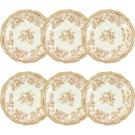 Lot de 6 assiettes à dessert en grès 20cm, FAUSTINE