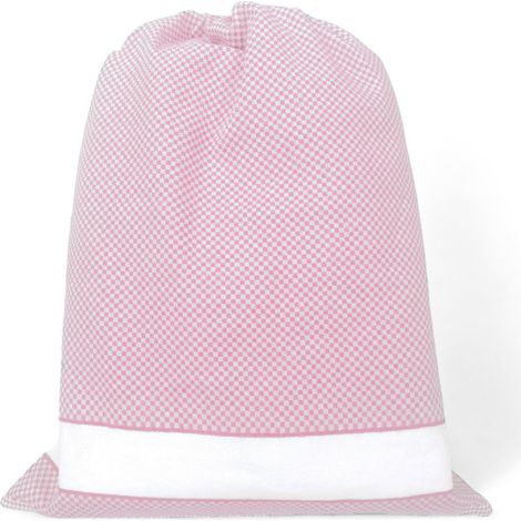 EasyZip Sacca Asilo con Nome - Tela Aida da Ricamare - Sacca in Puro Cotone, disponibile in 9 Colori, Resistente e Made in Italy Rosa Cm. 40x50
