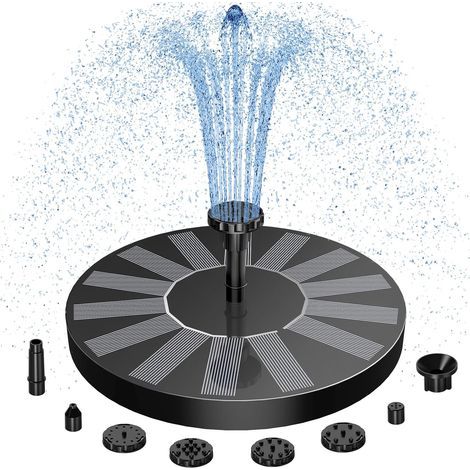 Fontaine Solaire pour Extérieur Améliorée avec 6 Effets de Pulvérisation Pompe D'étang Solaire Flottante Solaire pour Jardin, Étang, Bain D'oiseaux (1/5)