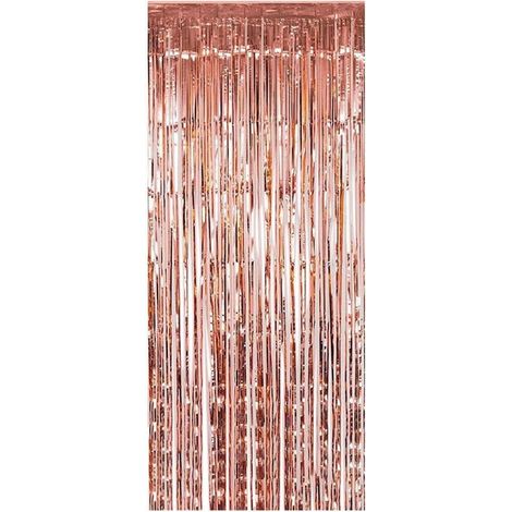 Metallic Fringe Curtains - Garland Shimmer Curtains Backdrop Decoration for Birthday Party - Wedding - Christmas - Bachelorette Party - Tinsel Door Curtain - Rose Gold (1/5)