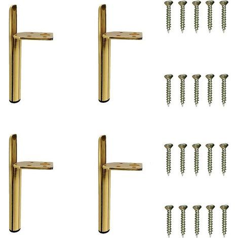 4 Pcs Modern Iron Furniture Legs Replacement Sofa Legs with Screws for Table Bed Cabinet Gold - 13cm (1/5)