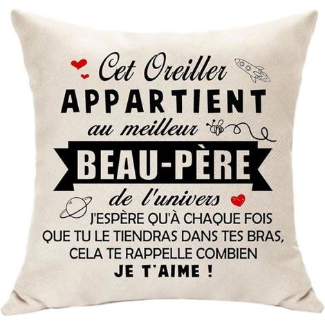 Housse de Coussin Décoratif Beau-père - Cadeau Original pour Fête des Pères, Anniversaire, Nouvelle Année Beau-père (1/5)