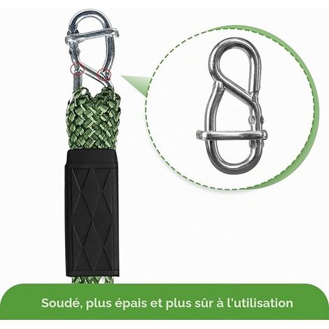 Fixation Arbre pour Balançoire, 203cm Corde de Suspension Réglable en Nylon avec Mousqueton, Charge 362kg, Kit de Fixation pour Hamac, Fauteuil Suspendu, Yoga, Intérieur Extérieur (1/4)