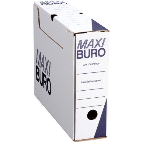 Boîtes archives blanches dos 8 cm - Maxiburo - Lot de 20