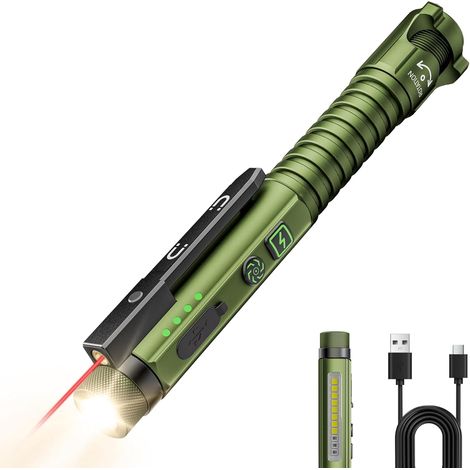 Rechargeable EDC pen flashlight, small 800 lumen flashlights with magnetic clip and base, 11-mode LED flashlight, glass breaker and bottle opener, USB-C lighting (1/5)