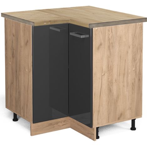 Mobile ad angolo cucina R-Line, Antracite lucido, 75.6 cm , PL Rovere, Vicco