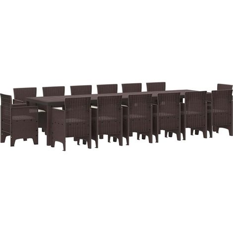 Garten Essgruppe 15 pcs Braun Polt Rattan (1/5)