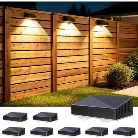 8 pièces lampes solaires étanches clôture 3 modes d'éclairage, extérieur, étanchéité IP65, chaud,clôtures, terrasses et porches (1/5)