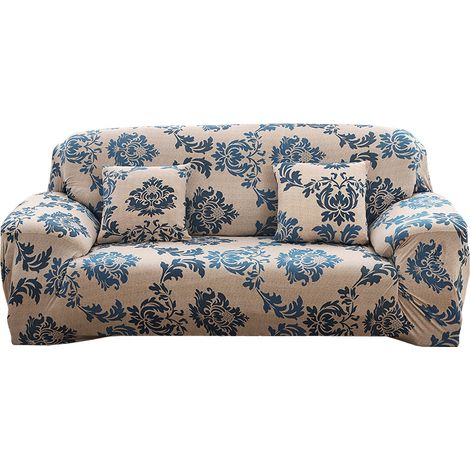 Housse canapé 2 places intégrale élastique universelle, pour ensemble méridienne, 145‑185 cm