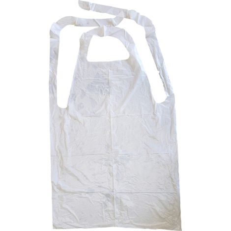 MT Products - Grembiuli monouso in plastica bianca, 117 x 66 cm, resistenti - Confezione da 100 pezzi