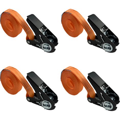 4x Ratschen Spanngurt Spanngurte Orange 1-tlg 4m 0,8t 800kg Schwarzes Schloss (1/5)