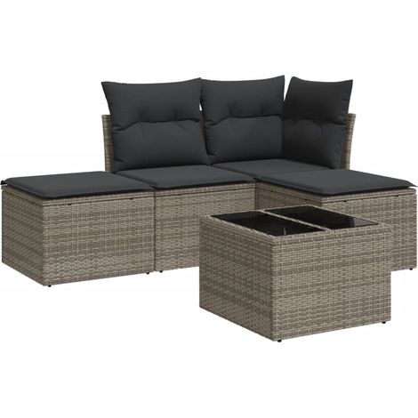 Maison Exclusive - 5-tlg. Garten-Sofagarnitur mit Kissen Grau Pol