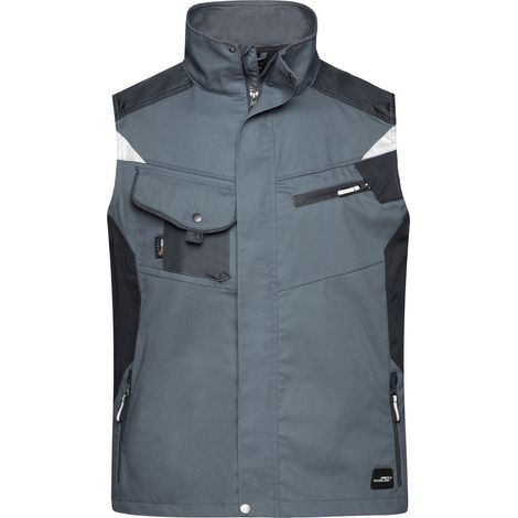 James & Nicholson Workwear Weste JN822 Gr. 4XL carbon/black (1/4)