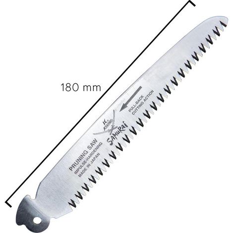 SAMURAI hoja recambio serrucho samurai d180 , Hoja recambio serrucho Samurai d-180.    - Medida: 180 mm.- Fabricados en Japón con la más alta tecnología disponible para