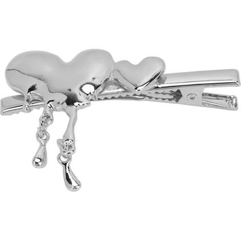 Barrette cheveux cœur métal argenté, design cœur élégant et cool, pince latérale pour fille, décoration cheveux, style tendance. (1/5)