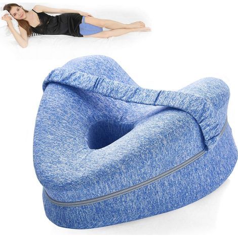 Leg Pillow Ergonomic Side Sleeping Pillows Memory Foam Knee Pillow with Strap for Side Sleeper Leg Support Cushion with Removable and Washable Cover (1/5)