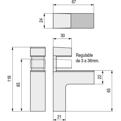 soporte estante minigacela para cristal y madera acabado cromo acabado gris