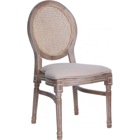 Chaises Médaillon LOUIS bois cérusé - lot de 4 - Prodirest (1/5)