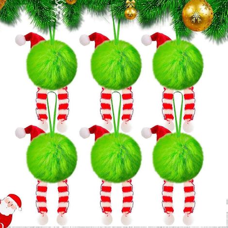 Décorations de Noël en boules, boules de Noël vertes et duveteuses pour sapin, décorations de Noël vertes à suspendre, boules douces pour fête à la maison (1/5)